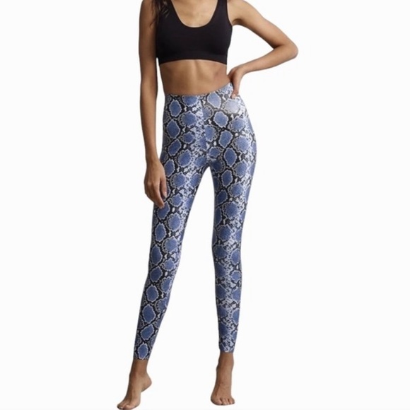 Commando- Blue Snakeskin Faux Leather Highwaisted Leggings - Picture 1 of 6